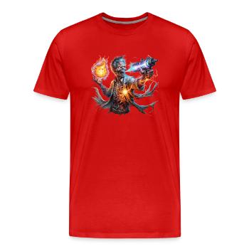 Zombie Experte - Männer Premium Bio T-Shirt - Rot - Vorne - Damien (186cm)