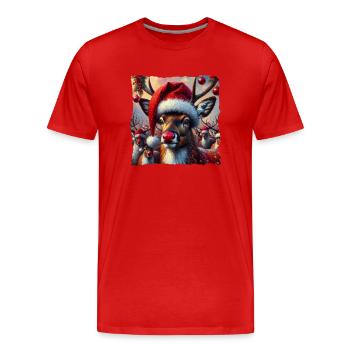 Red-nosed reindeer - Men's Premium Organic T-Shirt - red - Front - Damien (186cm)