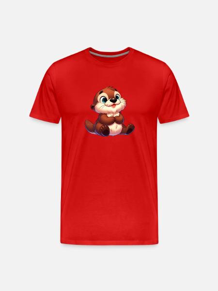 Fischotter 15 - Männer Premium Bio T-Shirt - Rot