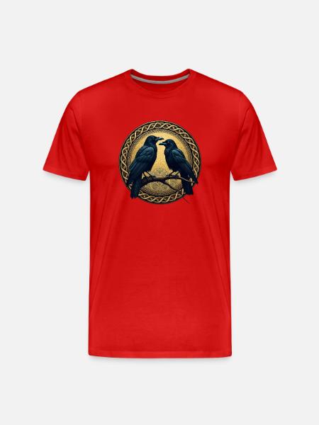 Two ravens with Celtic knots - Men's Premium Organic T-Shirt - red