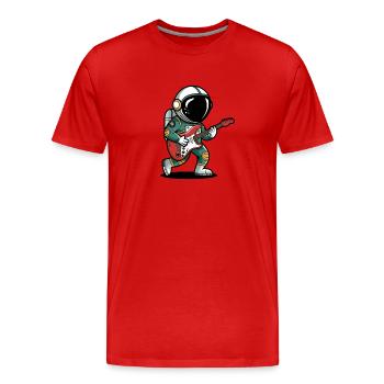 Spaceman dessin animé guitare drôle rock - T-shirt bio Premium Homme - rouge - Devant - Damien (186cm)