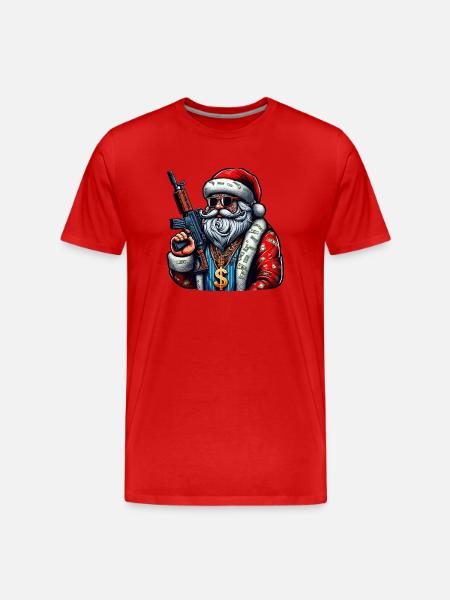 Weihnachtsmann mit AK 47 - Männer Premium Bio T-Shirt - Rot