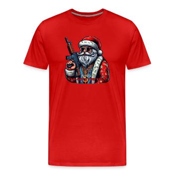 Weihnachtsmann mit AK 47 und lustigem Spruch - Männer Premium Bio T-Shirt - Rot - Vorne - Damien (186cm)