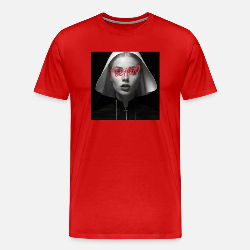 Techno Nun - Rave Design - Männer Premium Bio T-Shirt - Rot