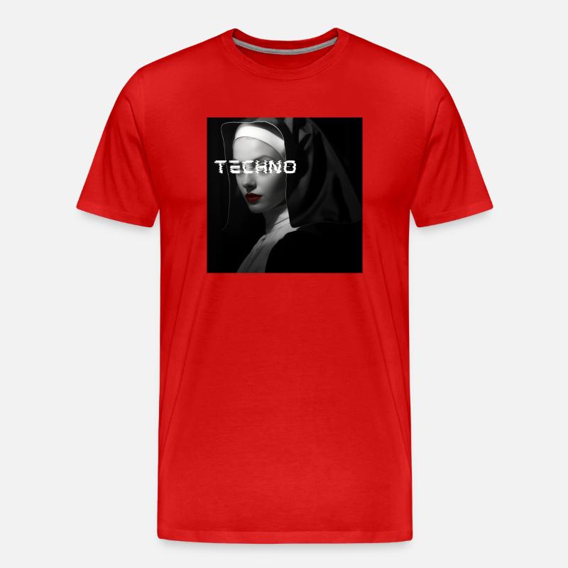 Techno Nun - Rave Design - Männer Premium Bio T-Shirt - Rot