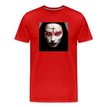 Satanic Techno Nun - Rave Design - Männer Premium Bio T-Shirt - Rot - Vorne - Damien (186cm)