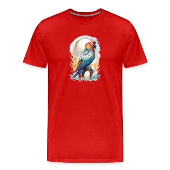 Perroquet Aquarelle - T-shirt bio Premium Homme - rouge - Devant - Damien (186cm)