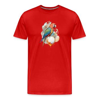Perroquet Aquarelle - T-shirt bio Premium Homme - rouge - Devant - Damien (186cm)