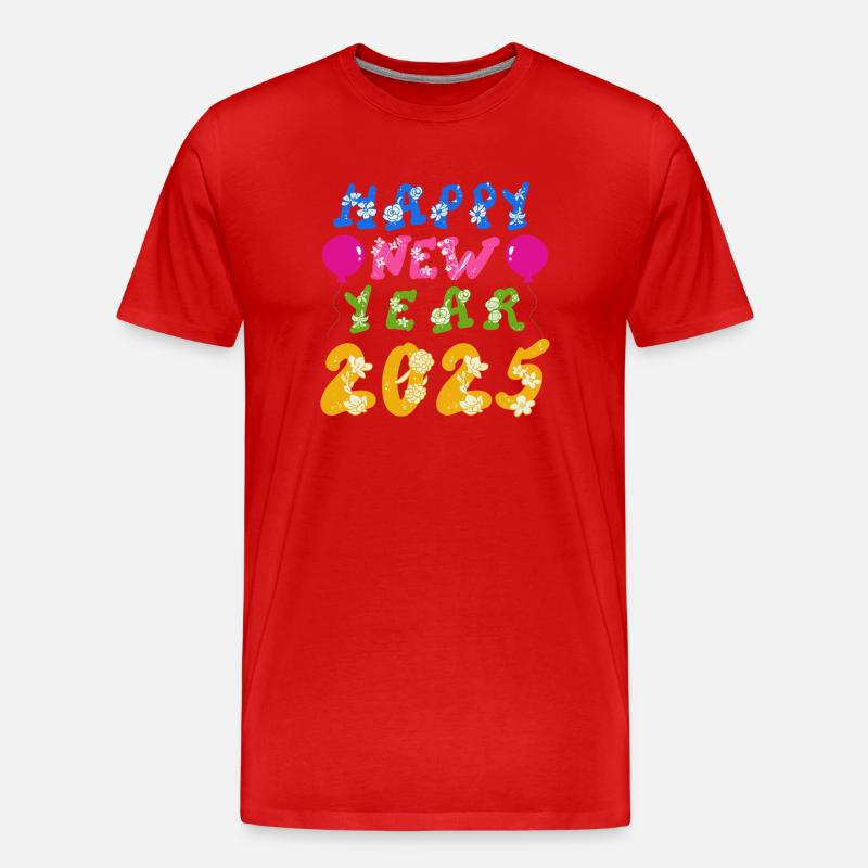 Happy New Year 2025 - Männer Premium Bio T-Shirt - Rot