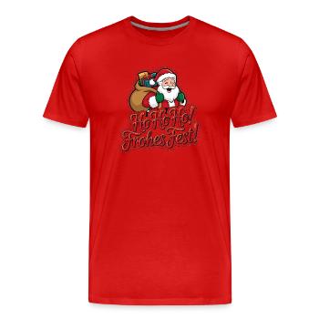 Weihnachtsmann – Ho Ho Ho! Frohes Fest - Männer Premium Bio T-Shirt - Rot - Vorne - Damien (186cm)