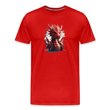 Drache - Männer Premium Bio T-Shirt - Rot - Vorne - Damien (186cm)