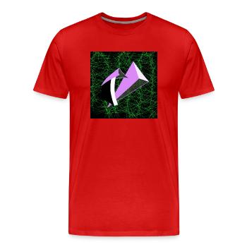 Violette Fantasiefigur auf grünem Hintergrund - Männer Premium Bio T-Shirt - Rot - Vorne - Damien (186cm)