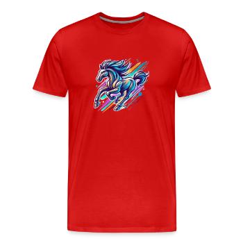 Équitation - T-shirt bio Premium Homme - rouge - Devant - Damien (186cm)