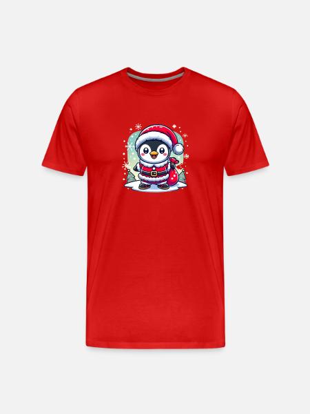 christmas penguin penguin christmas - Men's Premium Organic T-Shirt - red