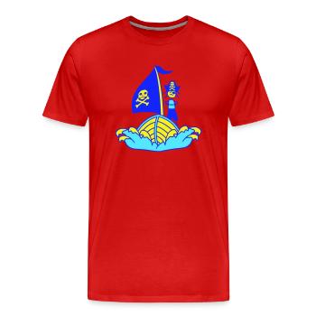 Pirate Pirate Ship Kid Captain Buccaneer Waves - Men's Premium Organic T-Shirt - red - Front - Damien (186cm)