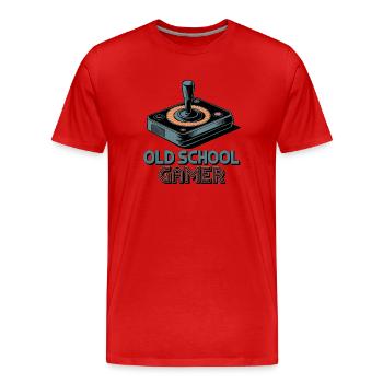 Old School Gamer – Joystick rétro - T-shirt bio Premium Homme - rouge - Devant - Damien (186cm)