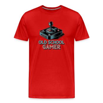 Old School Gamer – Joystick rétro - T-shirt bio Premium Homme - rouge - Devant - Damien (186cm)