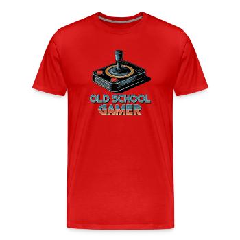 Old School Gamer – Joystick rétro - T-shirt bio Premium Homme - rouge - Devant - Damien (186cm)