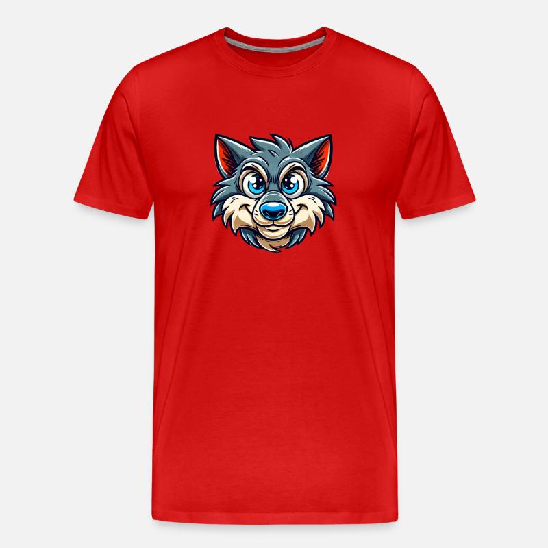 Wolf Comic - Männer Premium Bio T-Shirt - Rot