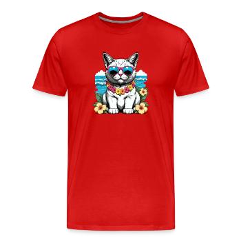 Vacances pour chat Vacances pour chat Vacances pour chat Hawaï Île Mer - T-shirt bio Premium Homme - rouge - Devant - Damien (186cm)