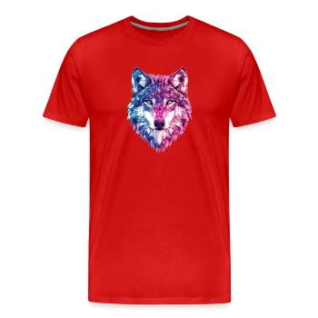 Wolf Kristalle Fantasy - Männer Premium Bio T-Shirt - Rot - Vorne - Damien (186cm)