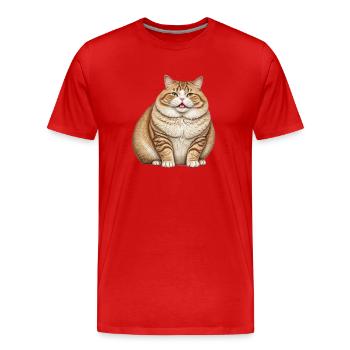 Gros chat - T-shirt bio Premium Homme - rouge - Devant - Damien (186cm)