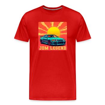 JDM Legend Lever du soleil - T-shirt bio Premium Homme - rouge - Devant - Damien (186cm)