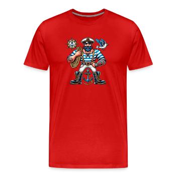 Matrose Seemann Comic - Männer Premium Bio T-Shirt - Rot - Vorne - Damien (186cm)
