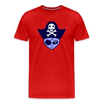 Alien Pirate Capitaine Casquette Drôle Alien - T-shirt bio Premium Homme - rouge - Devant - Damien (186cm)