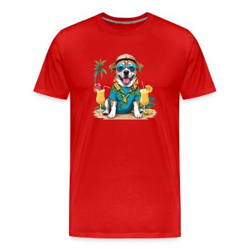 Vacances pour chiens Vacances pour chiens Île d’Hawaï Mer - T-shirt bio Premium Homme - rouge - Devant - Damien (186cm)