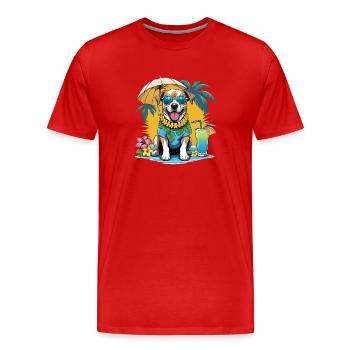 Vacances pour chiens Vacances pour chiens Île d’Hawaï Mer - T-shirt bio Premium Homme - rouge - Devant - Damien (186cm)