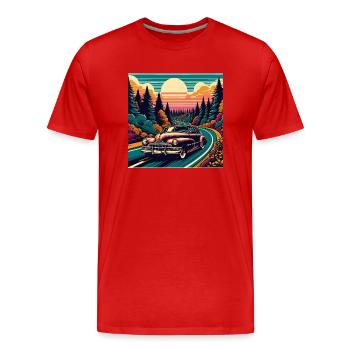 Un voyage à travers une forêt pittoresque - T-shirt bio Premium Homme - rouge - Devant - Damien (186cm)