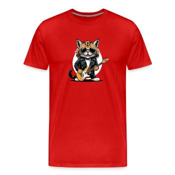 Cat Rocker Cat HardRock Gift - T-shirt bio Premium Homme - rouge - Devant - Damien (186cm)
