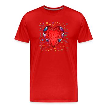Herz - Männer Premium Bio T-Shirt - Rot - Vorne - Damien (186cm)
