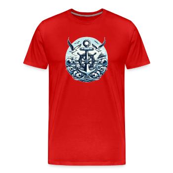 Logo du volant d’ancrage - T-shirt bio Premium Homme - rouge - Devant - Damien (186cm)