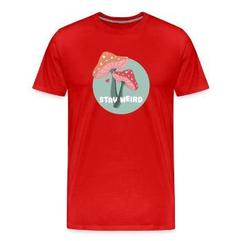 Restez bizarre champignons - T-shirt bio Premium Homme - rouge - Devant - Damien (186cm)