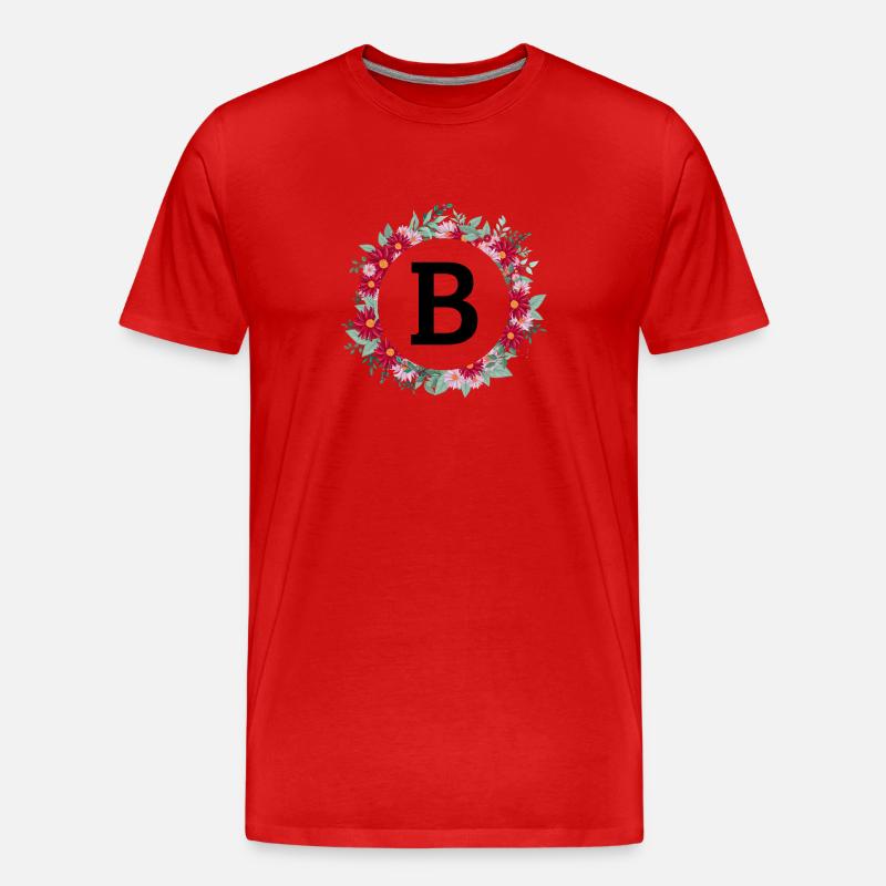 Buchstabe b Blumenkrone - Männer Premium Bio T-Shirt - Rot