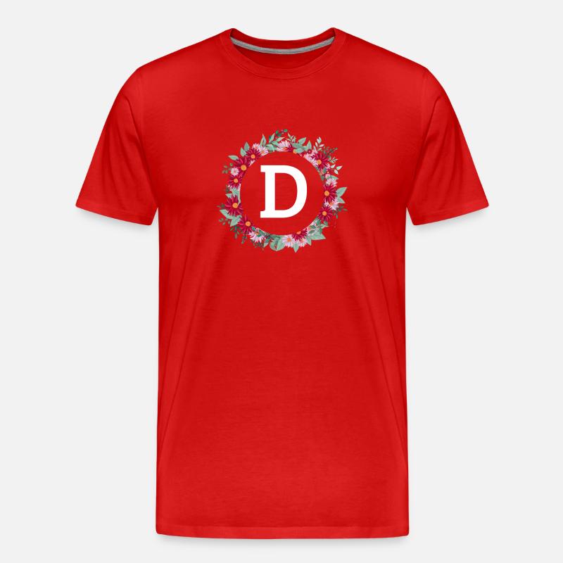 Blumenkrone Buchstabe - Männer Premium Bio T-Shirt - Rot