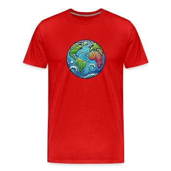 Planète Terre - T-shirt bio Premium Homme - rouge - Devant - Damien (186cm)