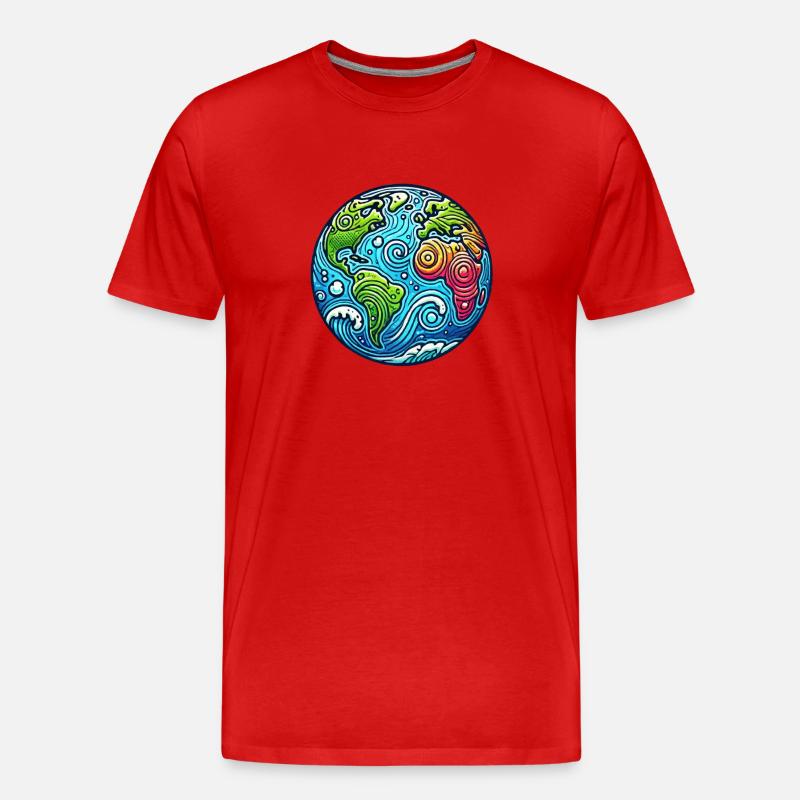 Erde Planet - Männer Premium Bio T-Shirt - Rot