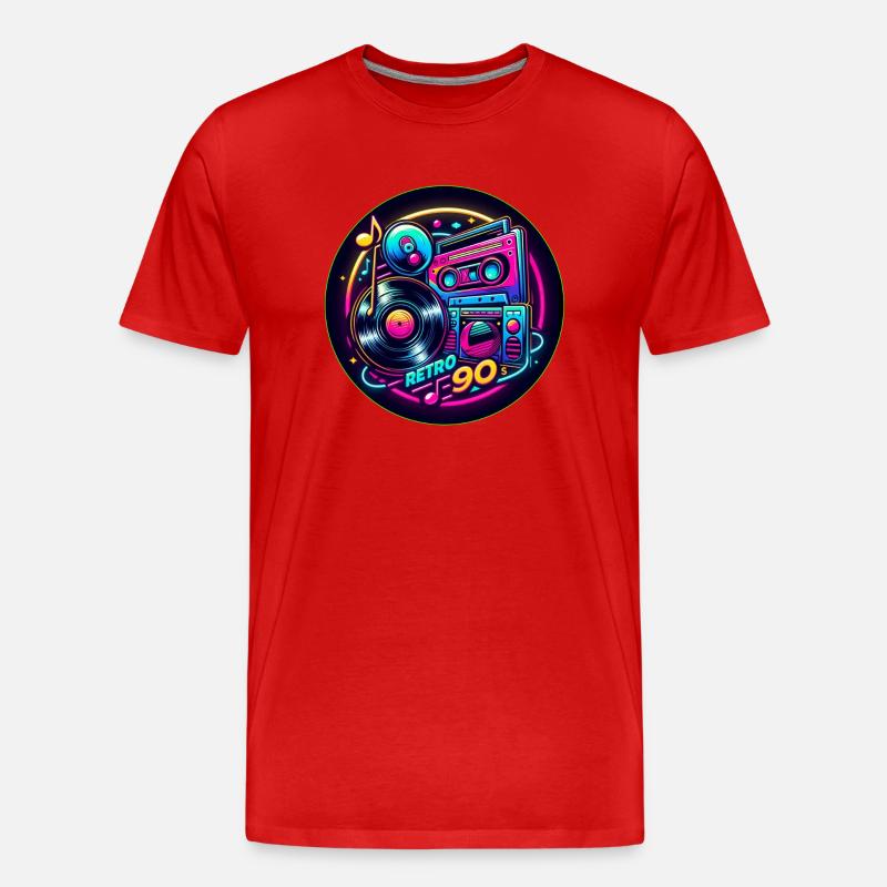 Retro 90s Logo - Männer Premium Bio T-Shirt - Rot