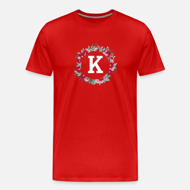 Buchstabe k Blumenkrone - Männer Premium Bio T-Shirt - Rot