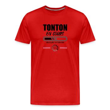 TONTON(veuillez patienter) - T-shirt bio Premium Homme - rouge - Devant - Damien (186cm)