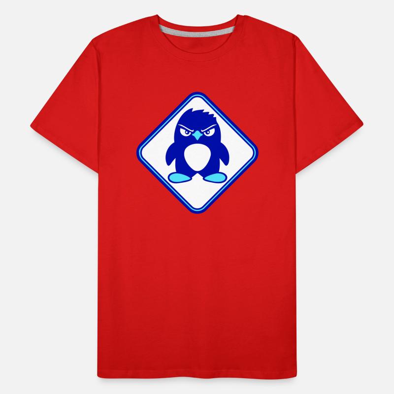 Penguin Evil Danger Sign Caution Cool Men's Premium Organic T-Shirt
