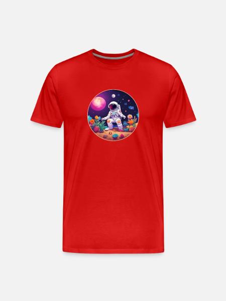 Gärtnernder Astronaut - Männer Premium Bio T-Shirt - Rot