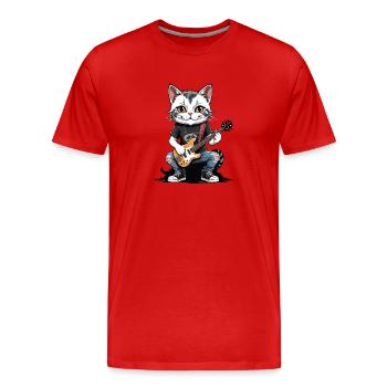 Cat Rocker Cat HardRock Gift - T-shirt bio Premium Homme - rouge - Devant - Damien (186cm)