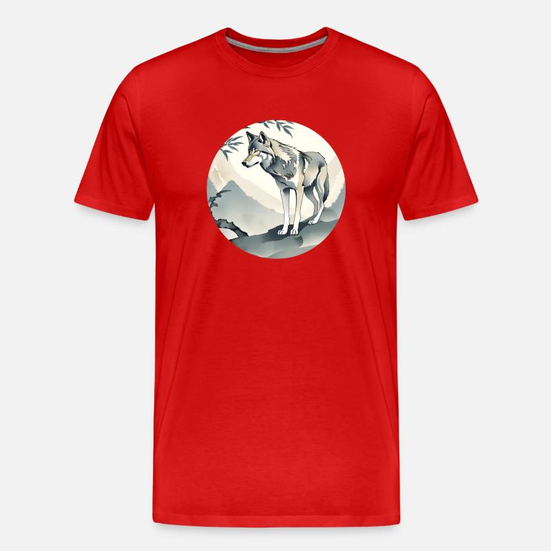 Ein einsamer Wolf - Männer Premium Bio T-Shirt - Rot