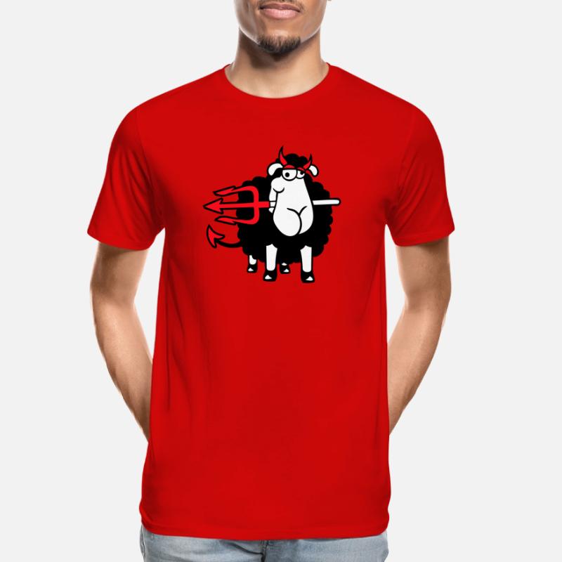 Sheep Devil Satan Hell Evil Trident Horns Cool Men's Premium Organic T-Shirt