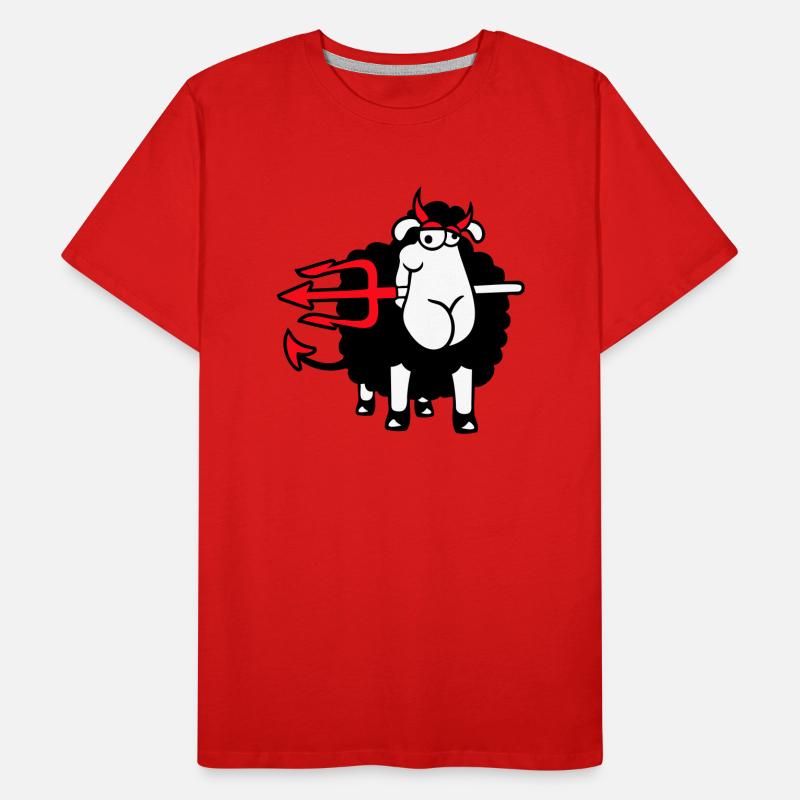Sheep Devil Satan Hell Evil Trident Horns Cool Men's Premium Organic T-Shirt