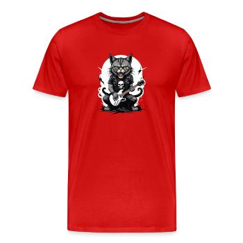 Cat Rocker Cat HardRock Gift - T-shirt bio Premium Homme - rouge - Devant - Damien (186cm)